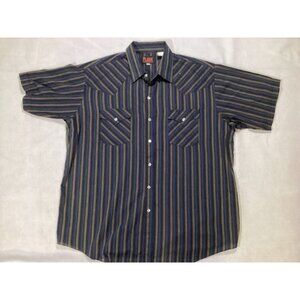 Plains Western Wear Pearl Button XL Short Sleeve Shirt Poly/Algodon Blend Nice